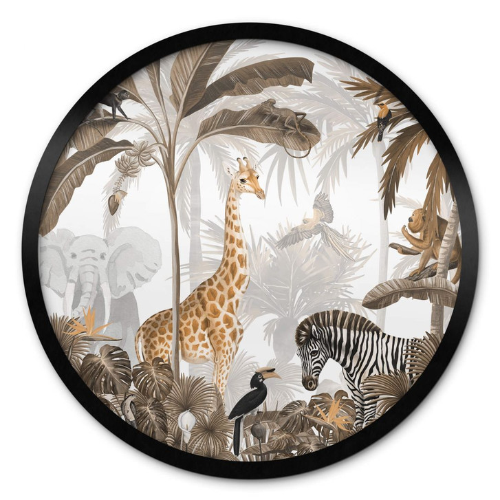 Kinderzimmer Poster Kikki Belle - Dschungel Jive - Sepia - Rund - WA407898