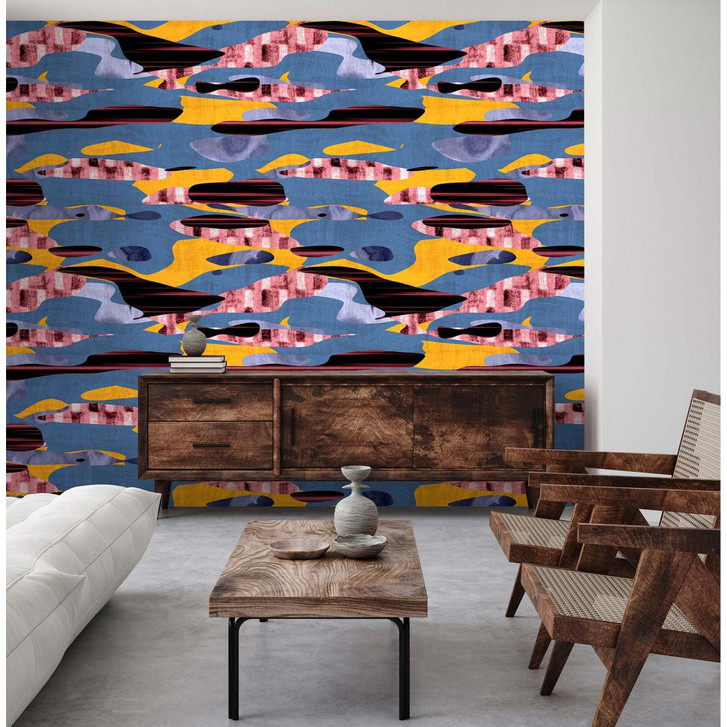 Livingwalls Fototapete Walls by Patel 3 Zimbabwe 2 blau, gelb, schwarz, rosa, rot - WA328086