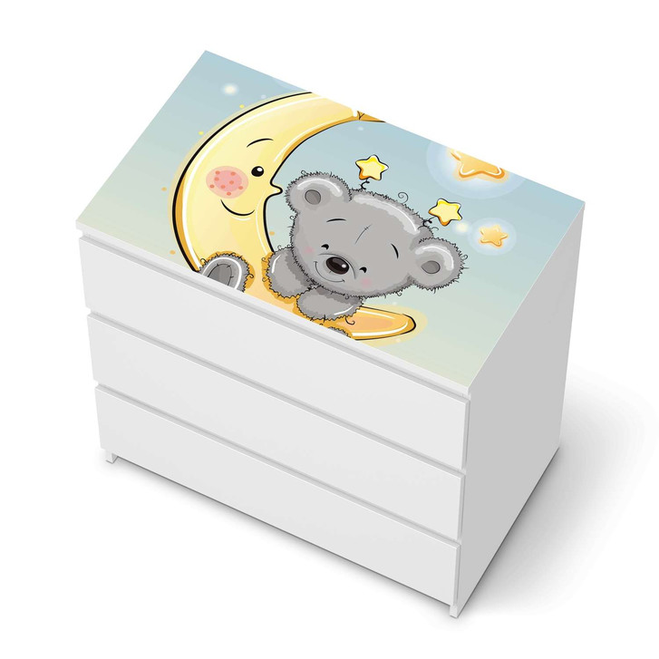 Möbelfolie IKEA Malm Kommode 3 Schubladen oben - Teddy und Mond - CR116431
