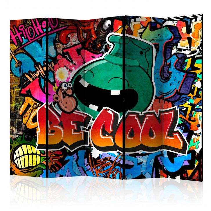 Paravent, Raumteiler freistehend, Trennwand - Graffiti - Cool sein , 5-teilig - 225 x 172 cm - WA455999