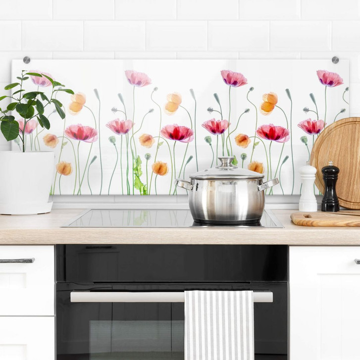 Spritzschutz Bunte Mohnblumen Panorama - Disher - WA410530