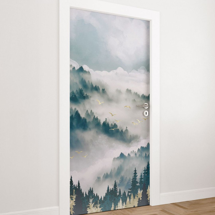 Türfolie Geheimnisvoller Nebel im Wald - SpaceFrog Designs - Selbstklebende Türdeko - WA509945