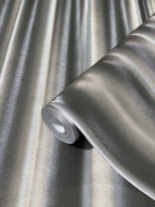Vliestapete in Streifen mit Glanzeffekt schwarz, silber Welle von Harald Glööckler - WA508540