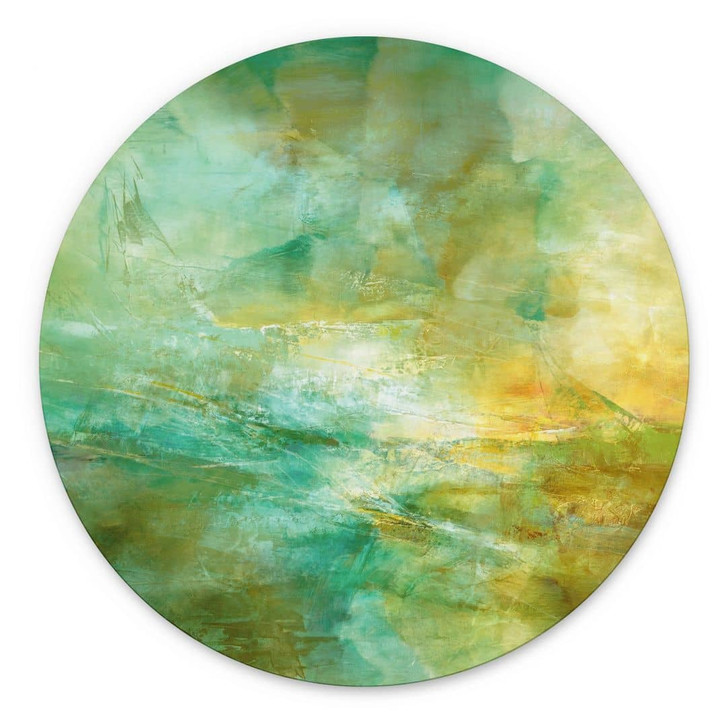 Wandbild Abstrakter Horizont in Limettengrün - Schmucker - Alu-Dibond Rund - WA502433