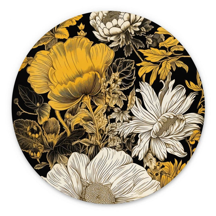 Wandbild Blütenpracht in Ocker - Alu-Dibond Rund - Jaszke - WA394043