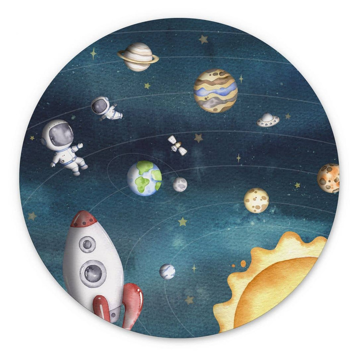 Wandbild Weltraum Abenteuer mit Astronauten - Oliver Robins - Alu-Dibond - Rund - WA395171