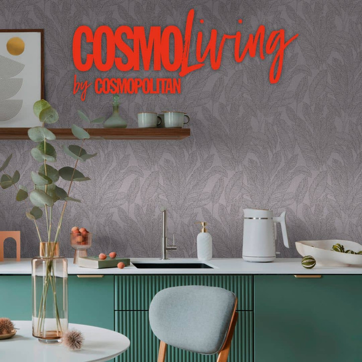 COSMOPOLITAN Vliestapete Wohnzimmer mit Blättern Dunkelgrau - moderne Tapete - WA480238