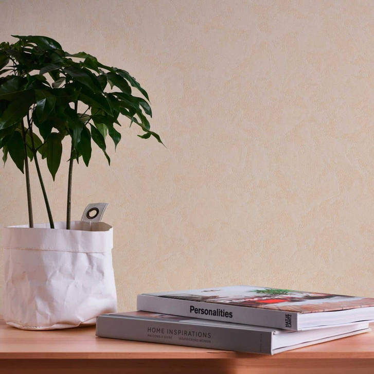 Einfarbige Vliestapete Creme - Tapete Putzoptik - Unitapete Strukturtapete Wohnzimmer Büro - WA396132