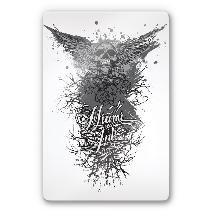 Glasbild Miami Ink Schädel mit Flügeln - WA125503