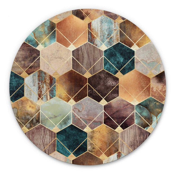 Alu-Dibond Fredriksson - Gold und Kupfer - Rund - WA325499