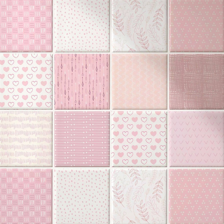 Fliesenaufkleber Mädchentraum in Rosa - 12er Set - WA420720