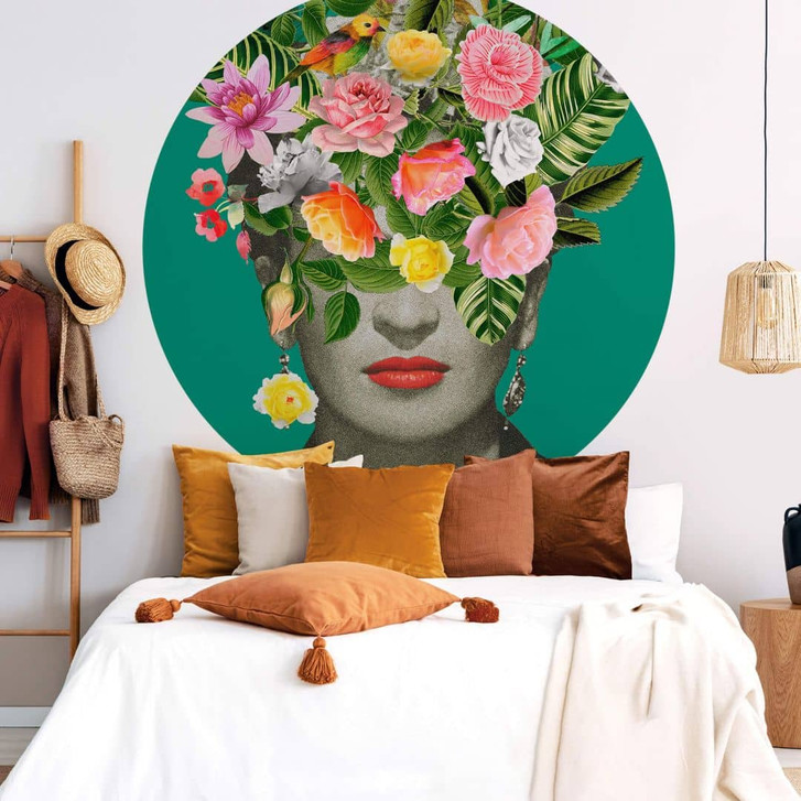 Fototapete Frida Floral Studio - Portrait Frida - Rund - Selbstklebend/Vlies - WA326113