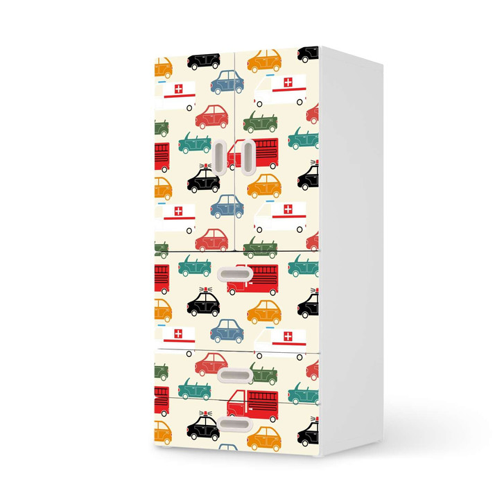 Möbelfolie IKEA Stuva / Fritids - 3 Schubladen und 2 kleinen Türen - Cars - CR117555