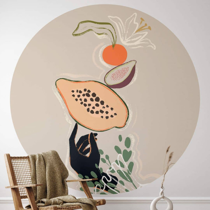Fototapete Kunst - Arty Guava - Papaya Balance - Rund - Selbstklebend/Vlies - WA467582