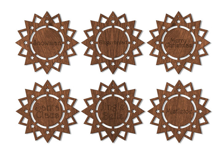 Holzkunst Mahagoni - Poinsettia (6-teilig) - WA133465