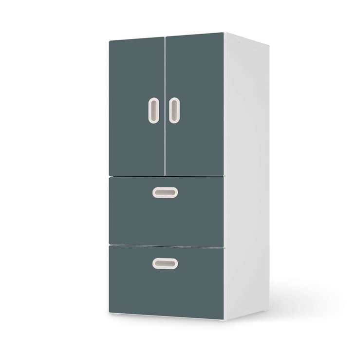 Möbelfolie IKEA Stuva / Fritids - 2 Schubladen und 2 kleine Türen - Blaugrau Light - CR117423