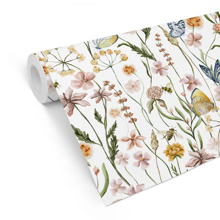 Mustertapete Frühlingswiese mit Schmetterlingen - UN Designs - WA402362