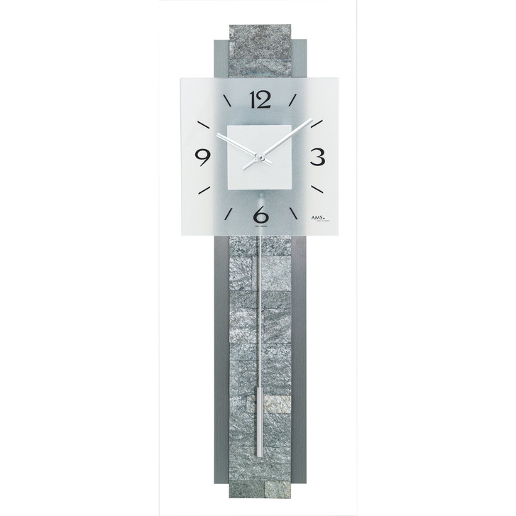 Pendelwanduhr Holz, Aluminium/Stein - UG100877
