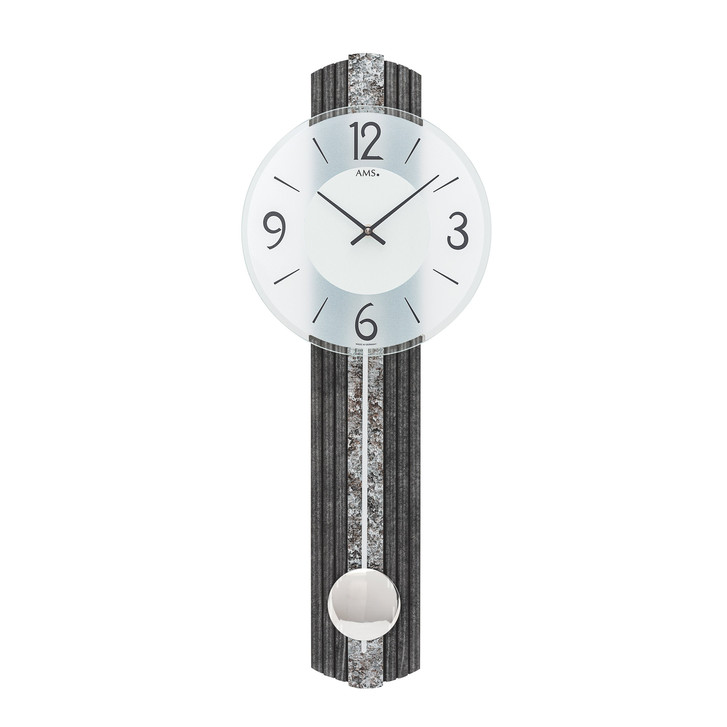 Pendelwanduhr Holzgehäuse, Holzstruktur mit Metallic-Auflage - UG100791