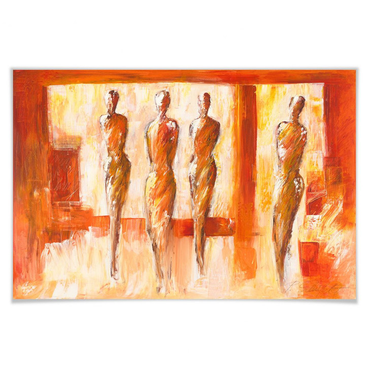 Poster Schüssler - Vier Figuren in Orange - WA166588