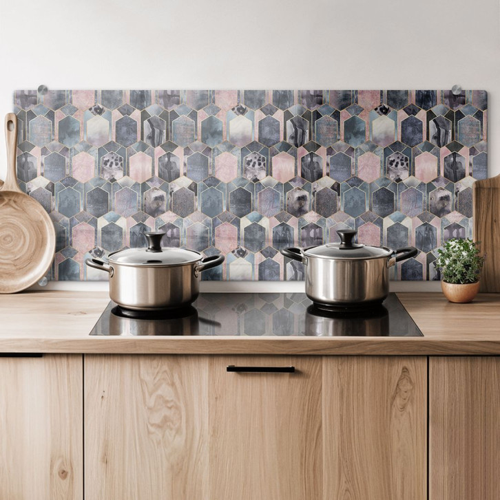 Spritzschutz Panorama Fredriksson - Art Deco: Traum in Rosé und Gold - WA259849