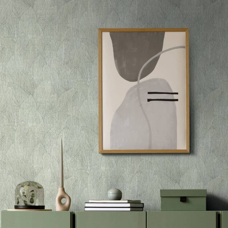 Vliestapete mit strukturiertes Blattmotiv grün Floral - WA450724