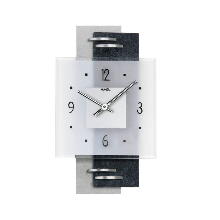 Wanduhr Schieferstruktur mit Aluminium-Applikationen - UG100582