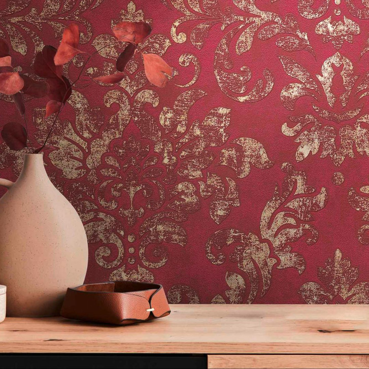 A.S. Création Vliestapete Neue Bude 2.0 Edition 2 Tapete Used Glam mit Ornamenten barock rot, metallic - WA288139