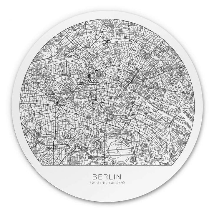 Alu-Dibond Stadtplan Berlin - Rund - WA330882