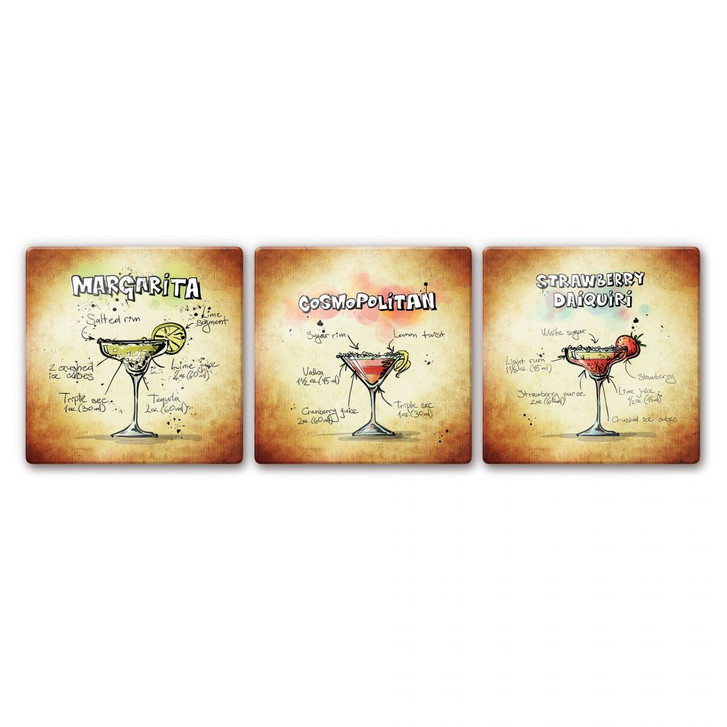 Glasbild Cocktails Set 01 (3-teilig) - WA121873