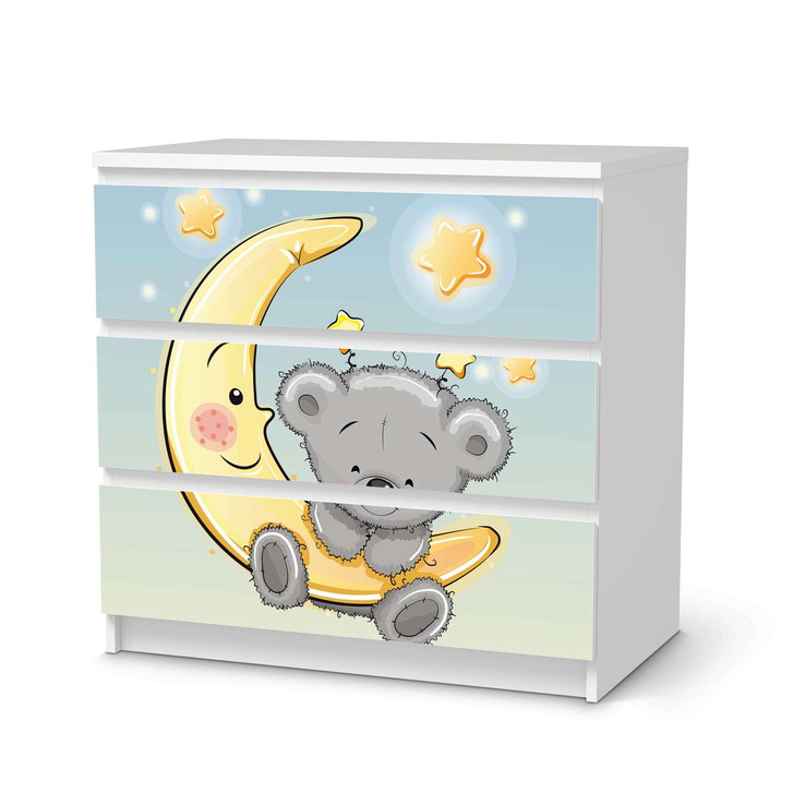 Klebefolie IKEA Malm Kommode 3 Schubladen - Teddy und Mond - CR109884