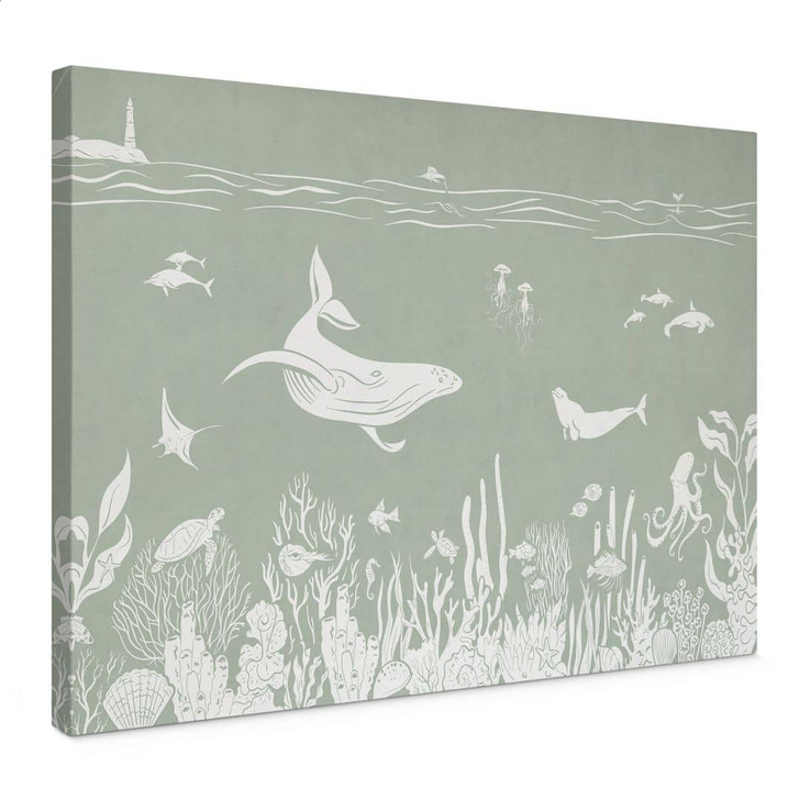 Leinwandbild Korallenriff und Meerestiere - Eine Reise ins Grüne - Kikki Belle - WA444158