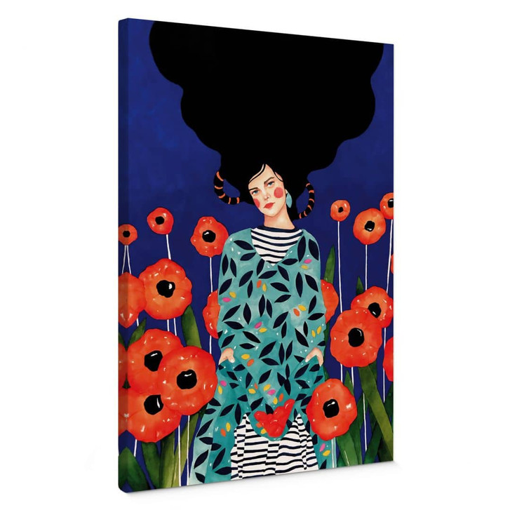 Leinwandbild Porträt im Mohnblumenfeld - Hülya - WA485797
