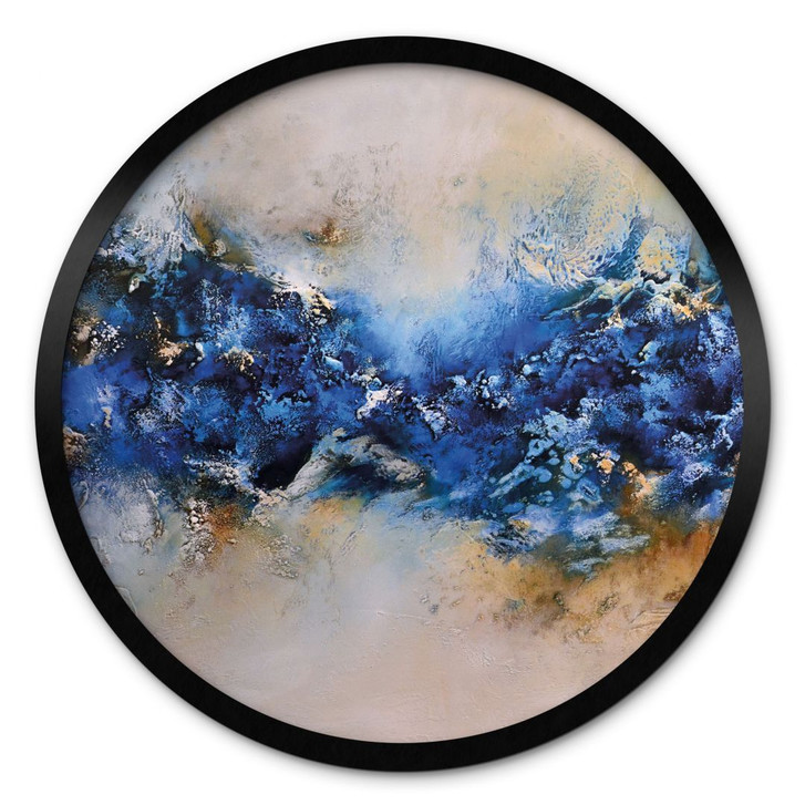 Poster Blau-goldene Interaktion - Fedrau - Rund - WA435922