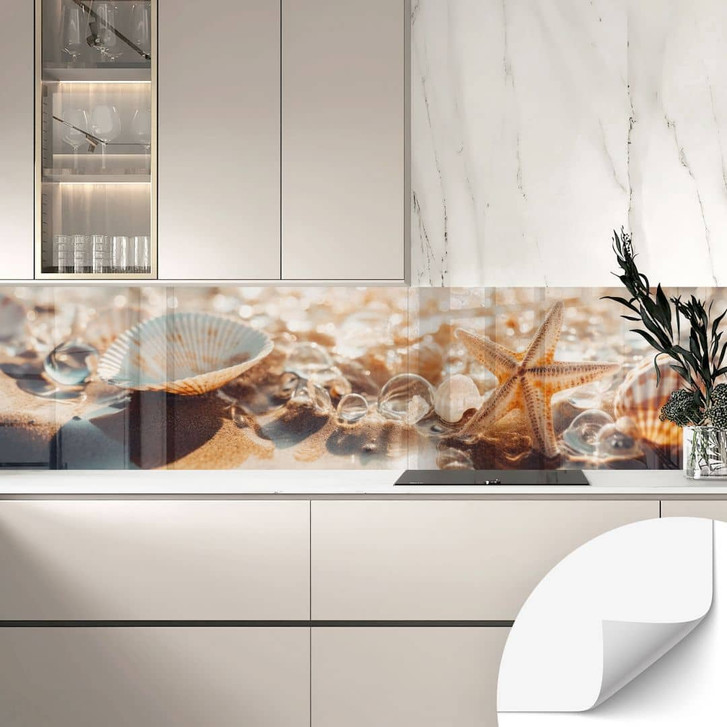Selbstklebende Küchenrückwand Muscheln am sonnigen Strand - Treechild - WA473936
