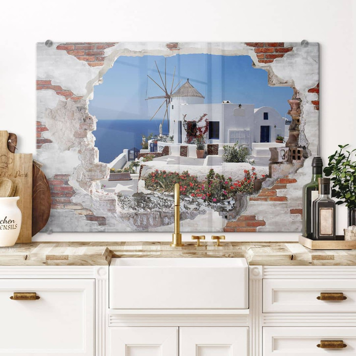 Spritzschutz 3D Optik - Urlaub in Griechenland - WA177740