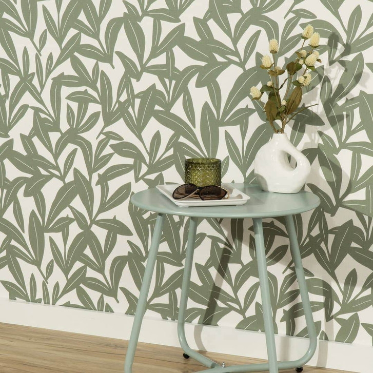 Vliestapete, Blumenmotivtapete La Terrasse grün, creme - WA493041