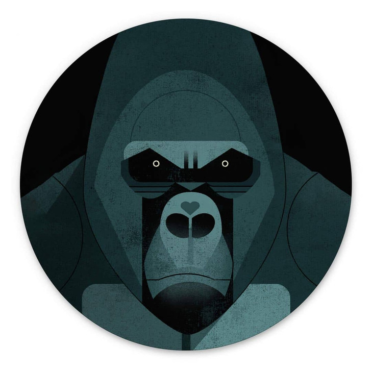 Wandbild Gorilla - Alu-Dibond Rund - Braun - WA394626