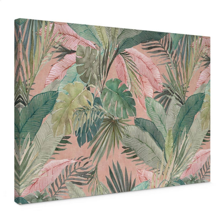 Leinwandbild Tropenblätter im Dschungel Rosa - Bloomery Decor - WA496505