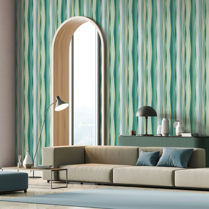 Vliestapete Streifen Streifen Modern, Kids matt in Grün - WA483151