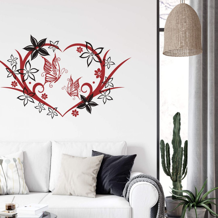 Wandtattoo Blumenranke 6 Herz (2-farbig) - WA206738