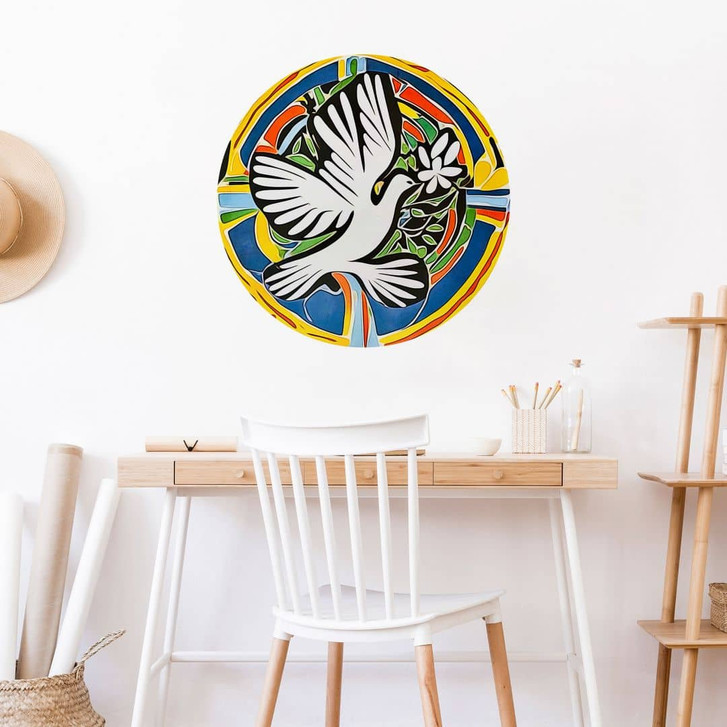 Wandtattoo Bunte Friedenstaube - Inspiriert von Matisse - Zamart - Rund - WA413276