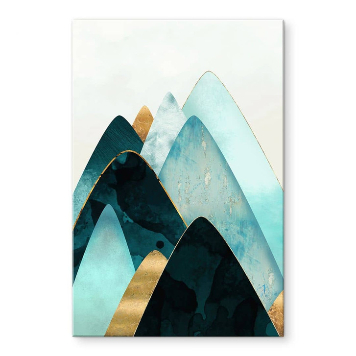 Acrylglasbild Abstrakte Berge in Gold und Blau - SpaceFrog Designs - WA479618