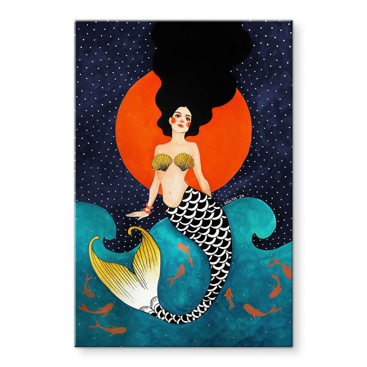 Acrylglasbild Meerjungfrau im roten Mondlicht - Hülya - WA486563