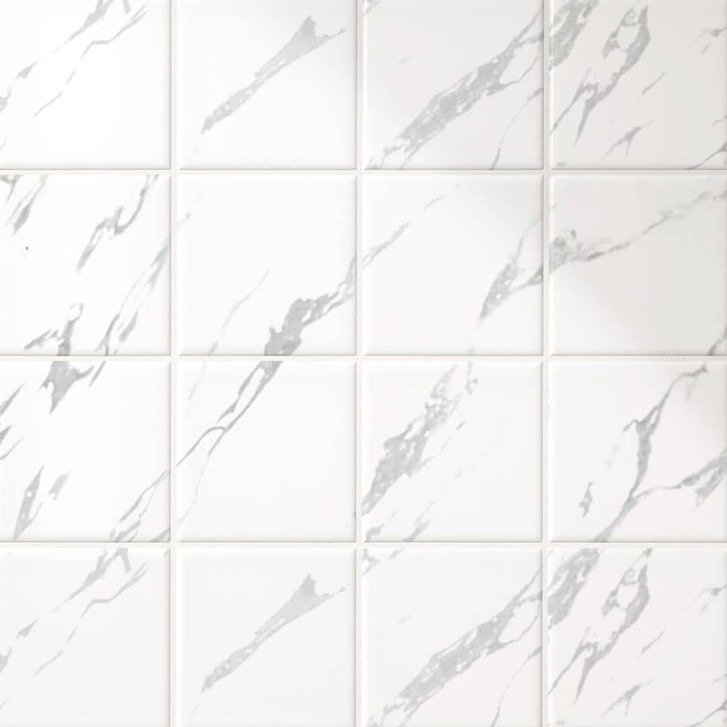 Fliesenaufkleber Marmor Optik, weiss-grau - Möbelfolie, Küchenrückwand, Badfolie - WA509103