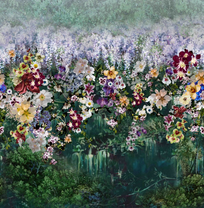 Fototapete Bildtapete Wilde Blumenwiese mit Blütenmix in Violett und Creme 2.7 x 2.65 m - WA505221