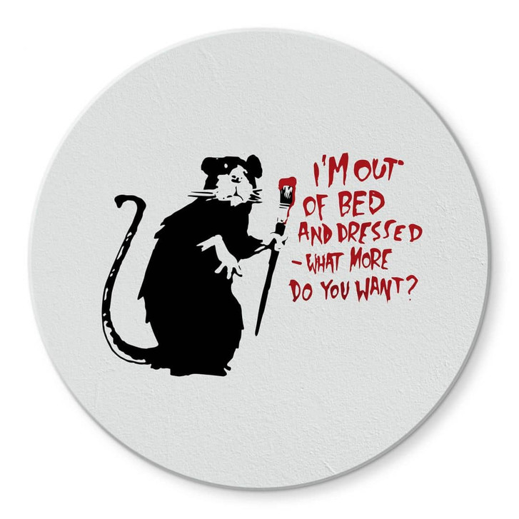 Glasbild Banksy - Out Of Bed - Rund - WA332045