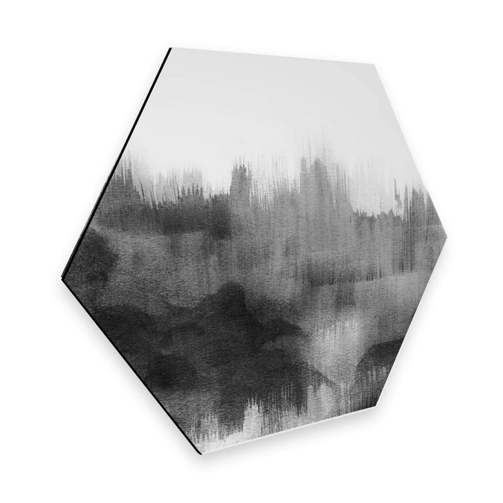 Hexagon - Alu-Dibond Nouveauprints - Watercolour Brush Strokes (schwarz) - WA289014