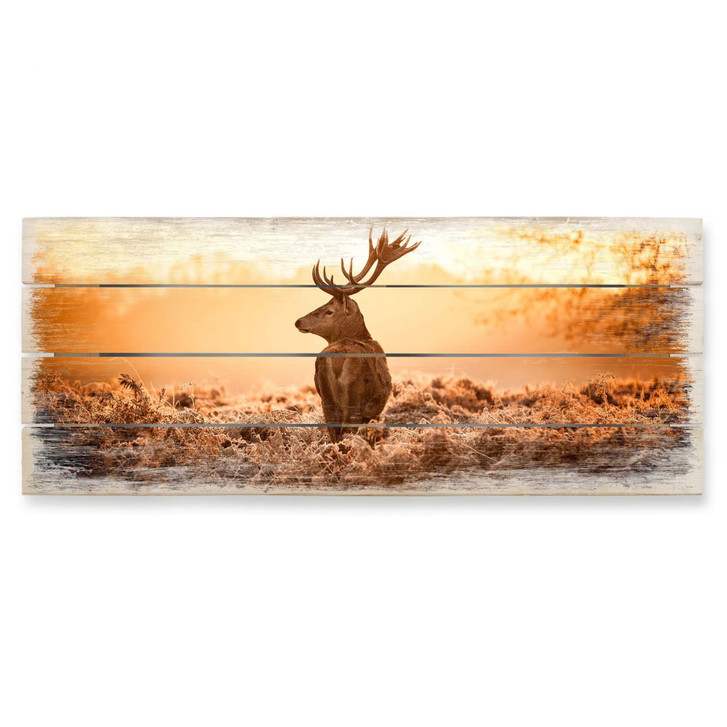 Holzbild Majestätischer Hirsch - Panorama - WA488019