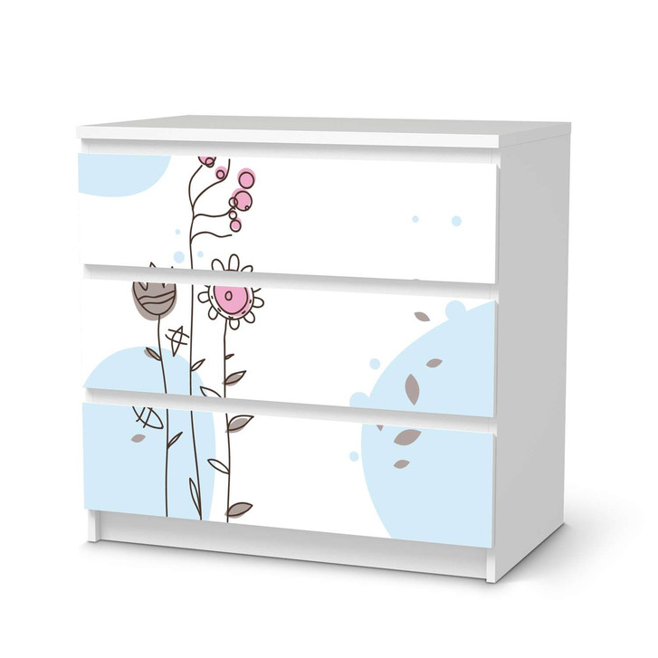 Klebefolie IKEA Malm Kommode 3 Schubladen - Flowers 3 - CR109785